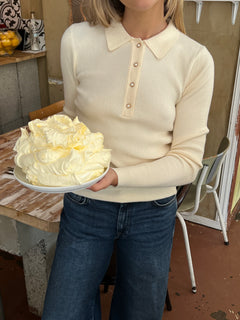 Marte LS Rib Polo Knit - Off White