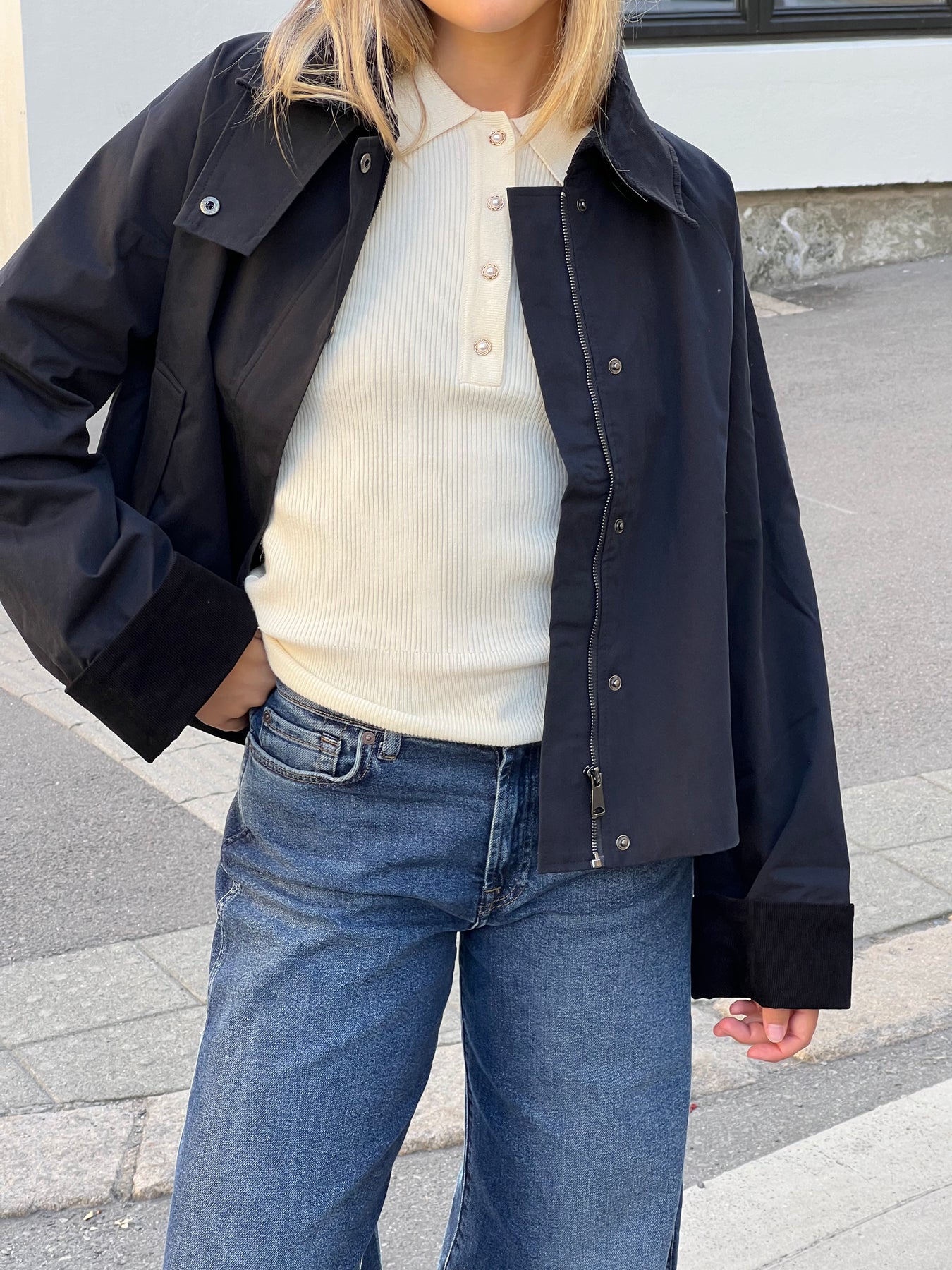 Marte LS Rib Polo Knit - Off White