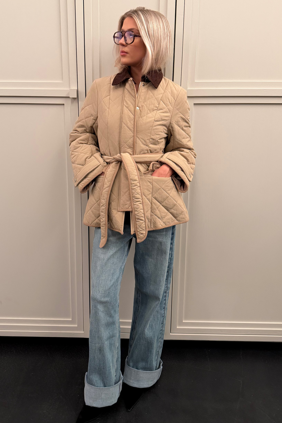 Anja Quiltad Jacka - Beige