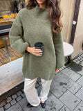 Fam Patch Long Sweater - Winter Moss