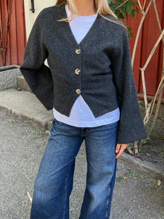 Elisabeth Knit Cardigan - Dark Grey Melange