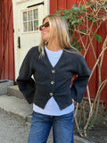 Elisabeth Knit Cardigan - Dark Grey Melange