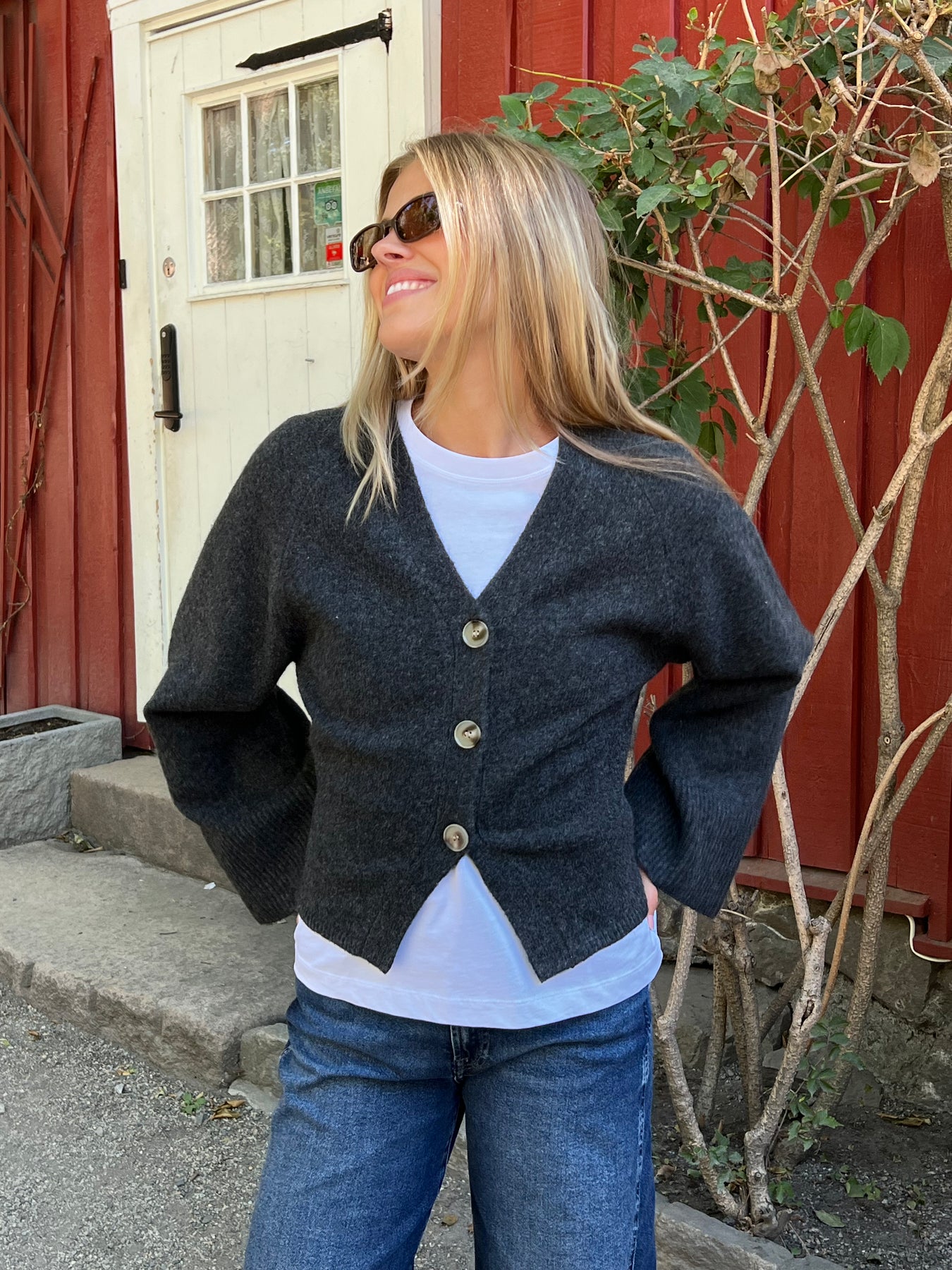 Elisabeth Knit Cardigan - Dark Grey Melange