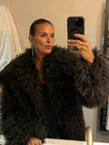 Carla Fuskpälsjacka - Chokladbrun