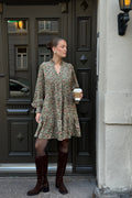 Embla Cord Floral Dress - Green Flower