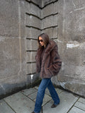 Astrid Faux Fur Jacket - Chocolate Brown