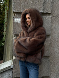 Astrid Faux Fur Jacket - Chocolate Brown