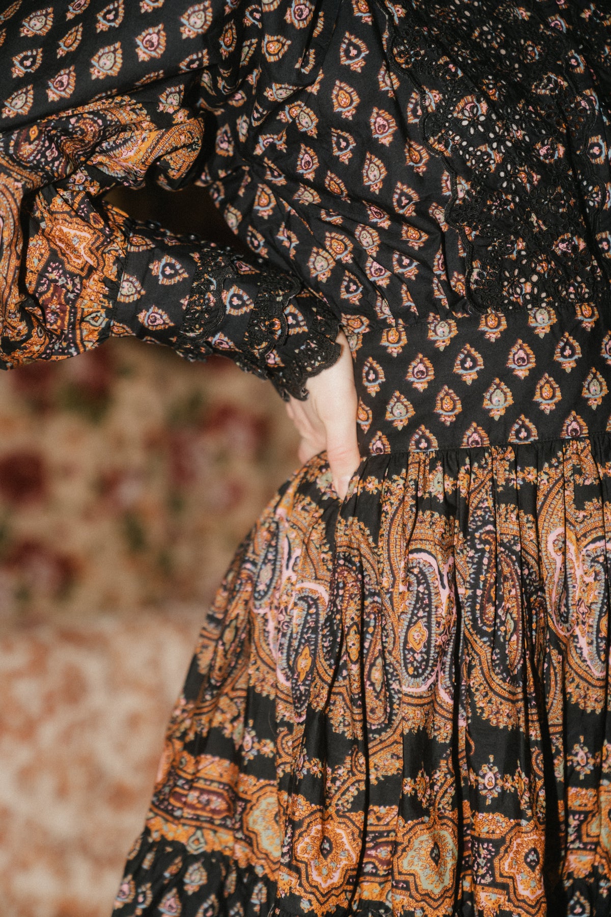 Décorated Poplin Mini Dress - Paisley