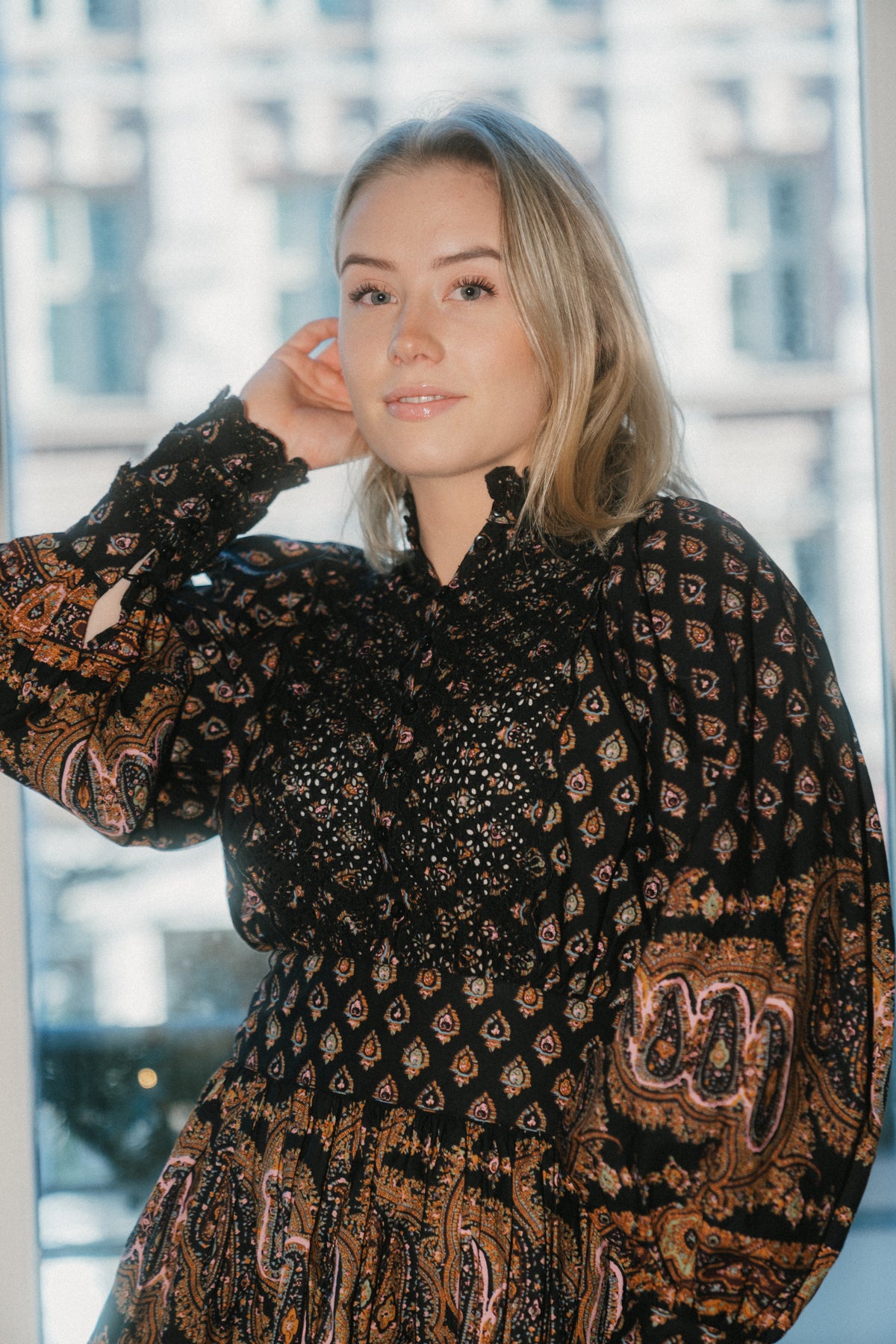 Décorated Poplin Mini Dress - Paisley