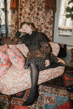 Décorated Poplin Mini Dress - Paisley