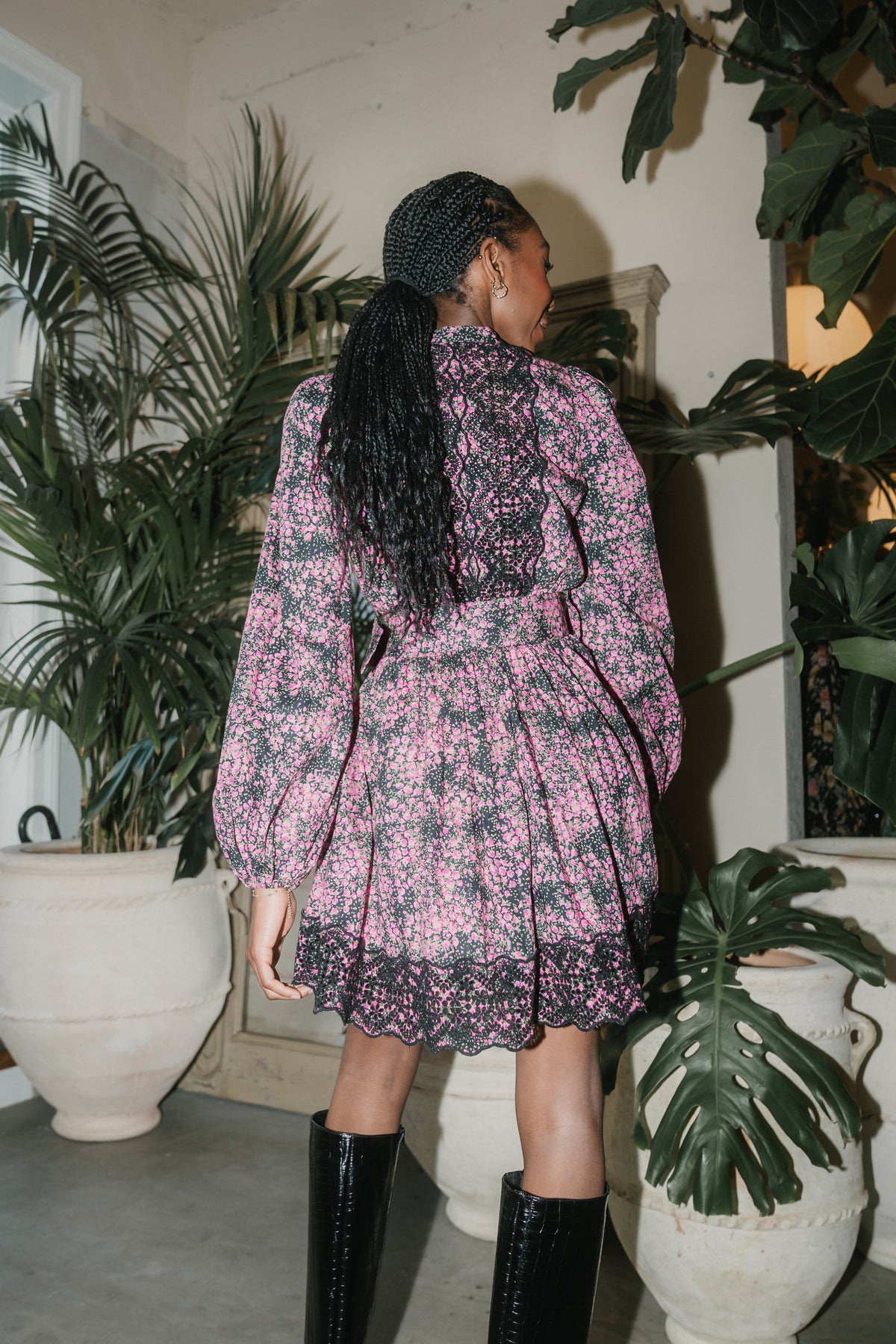 Décorated Poplin Belt Dress - Petite Rose