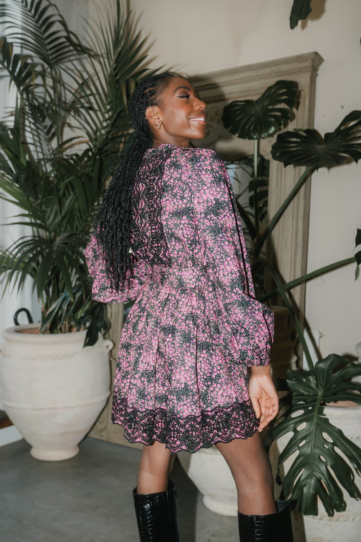 Décorated Poplin Belt Dress - Petite Rose