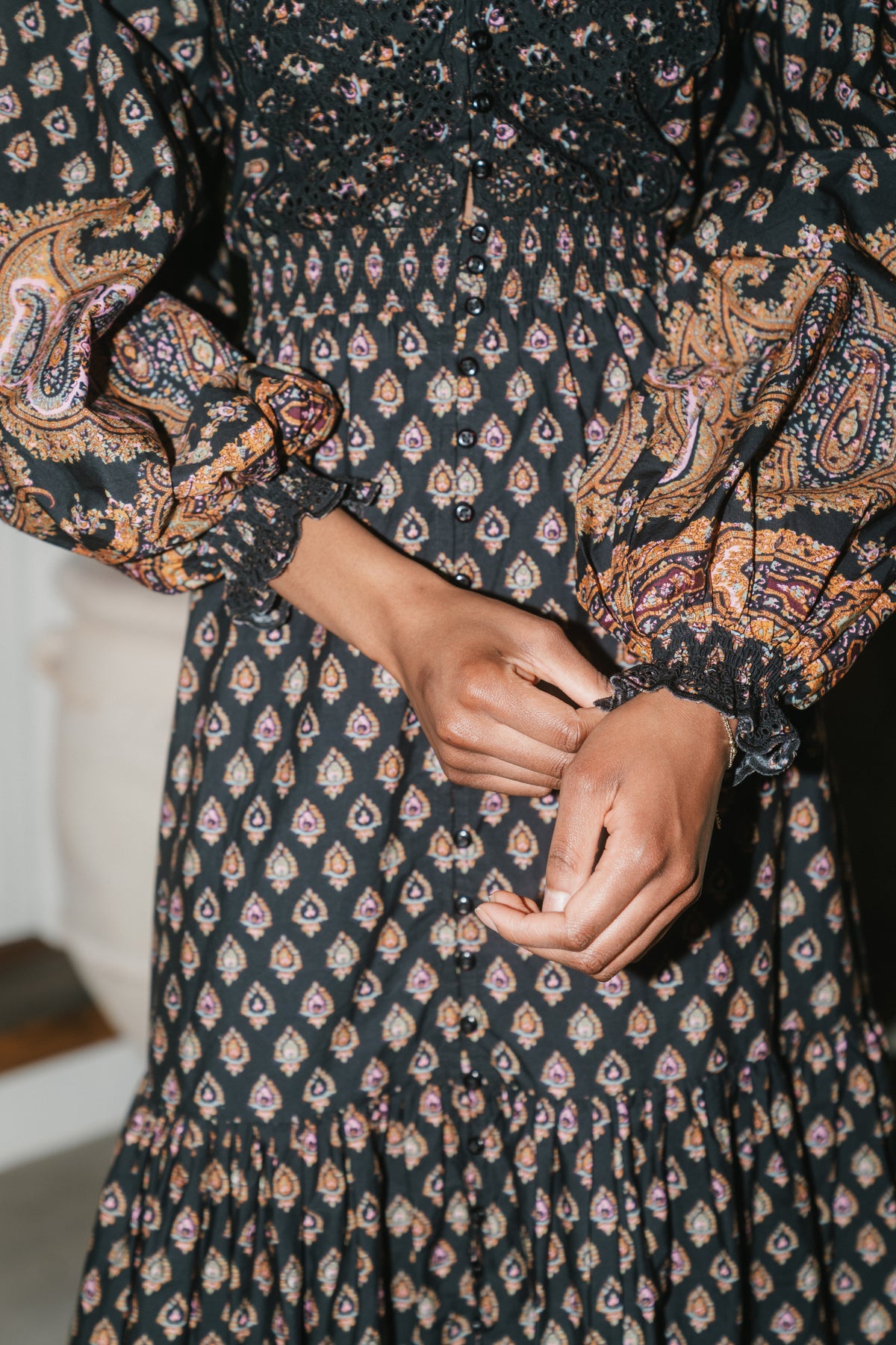 Décorated Poplin Midi Dress - Paisley