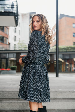 Lea Dress - Black Lupin Print