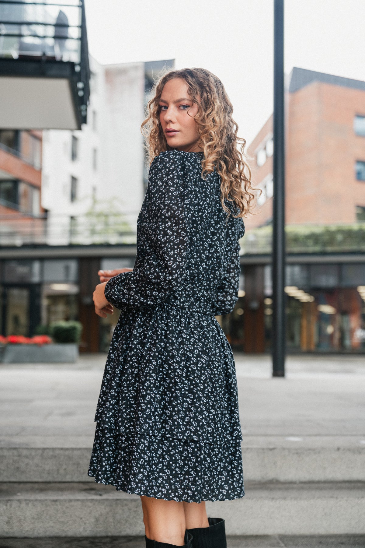 Lea Dress - Black Lupin Print