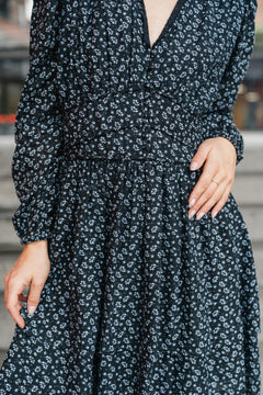 Lea Dress - Black Lupin Print