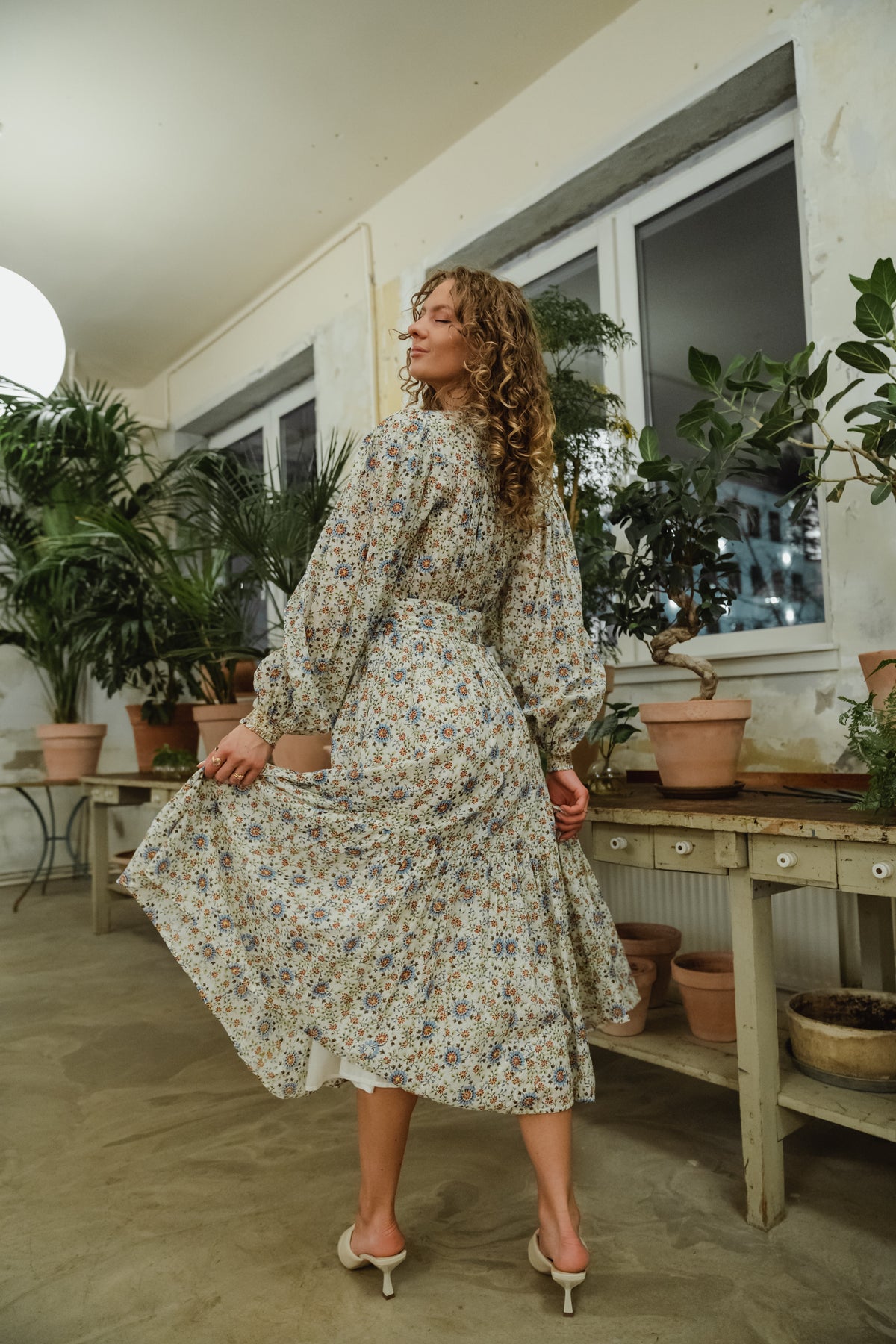 Bohemian Midi Dress - Leaves