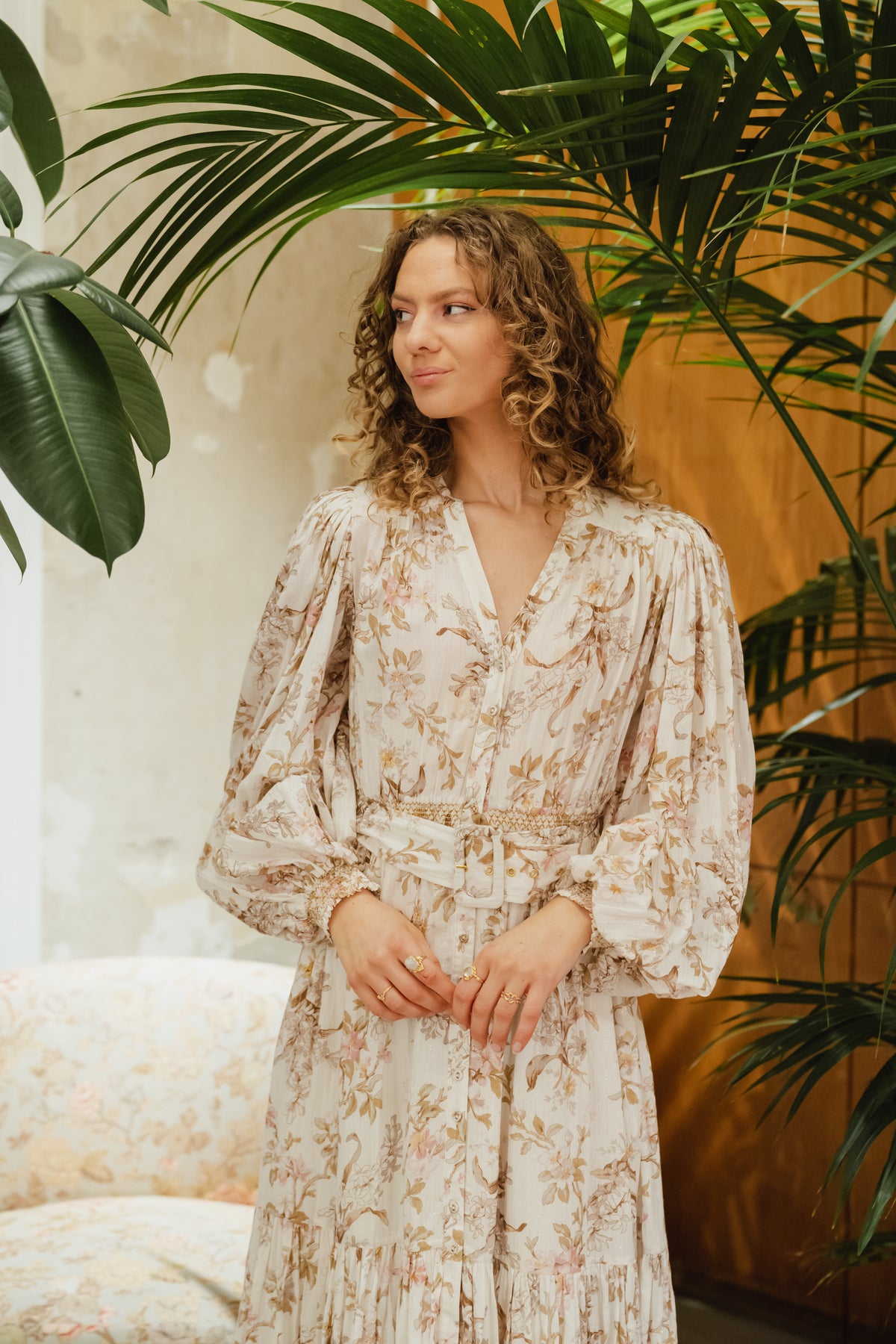 Bohemian Midi Dress - Flower Branches
