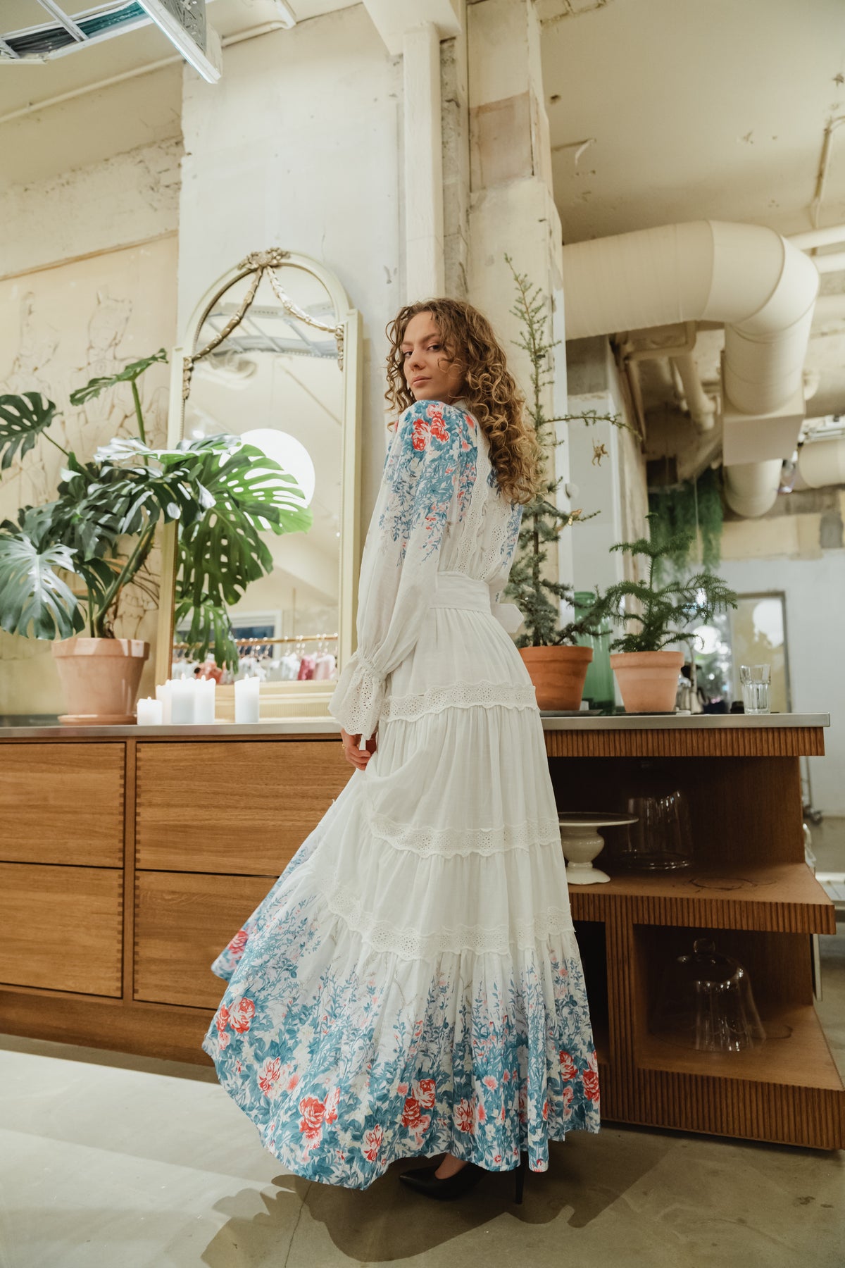 Cotton Slub Maxi Dress - Blue Field