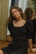 Linen Mini Dress - Black
