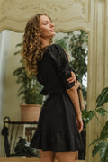 Linen Mini Dress - Black