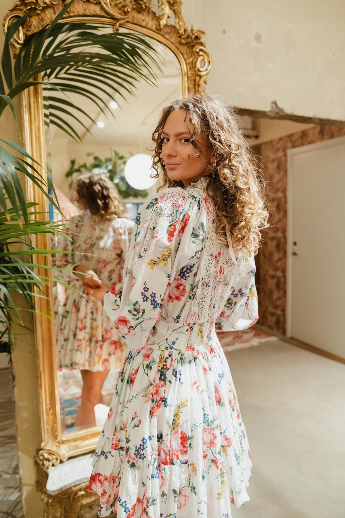 Cotton Slub Mini Dress - Rose Bouquet