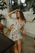 Linen Mini Dress - Flower Garden