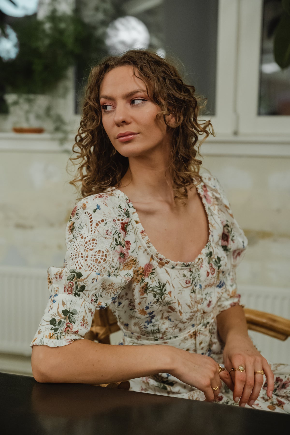 Linen Mini Dress - Flower Garden
