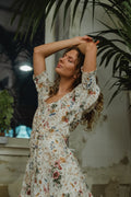 Linen Mini Dress - Flower Garden