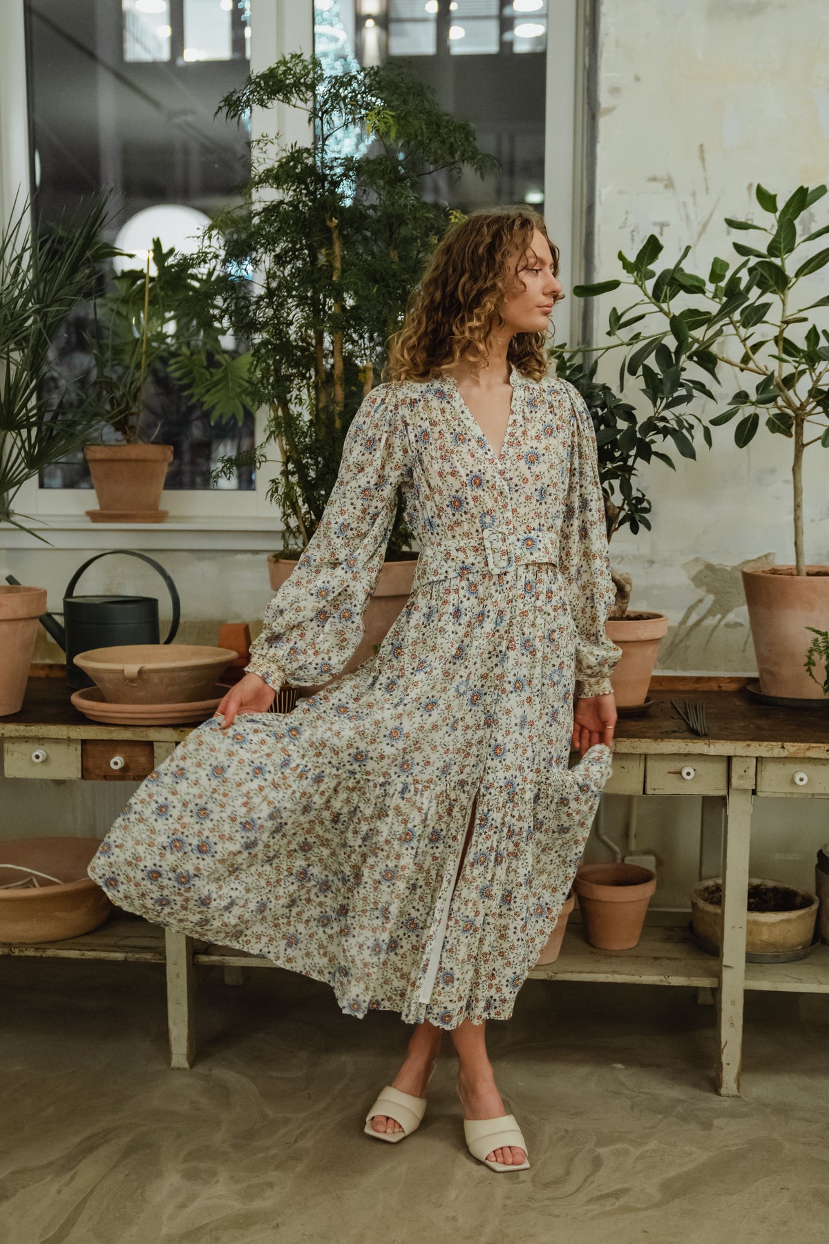 Bohemian Midi Dress - Leaves