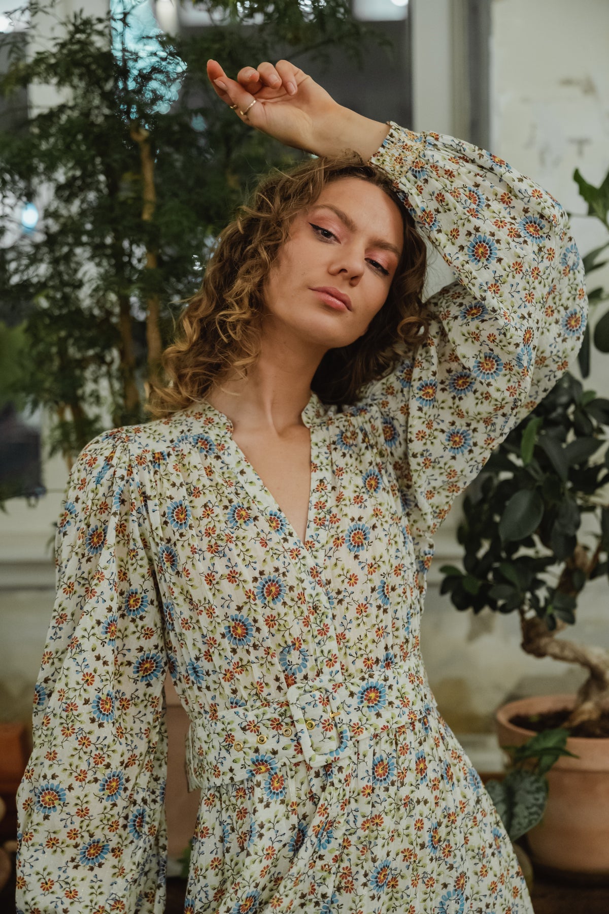 Bohemian Midi Dress - Leaves