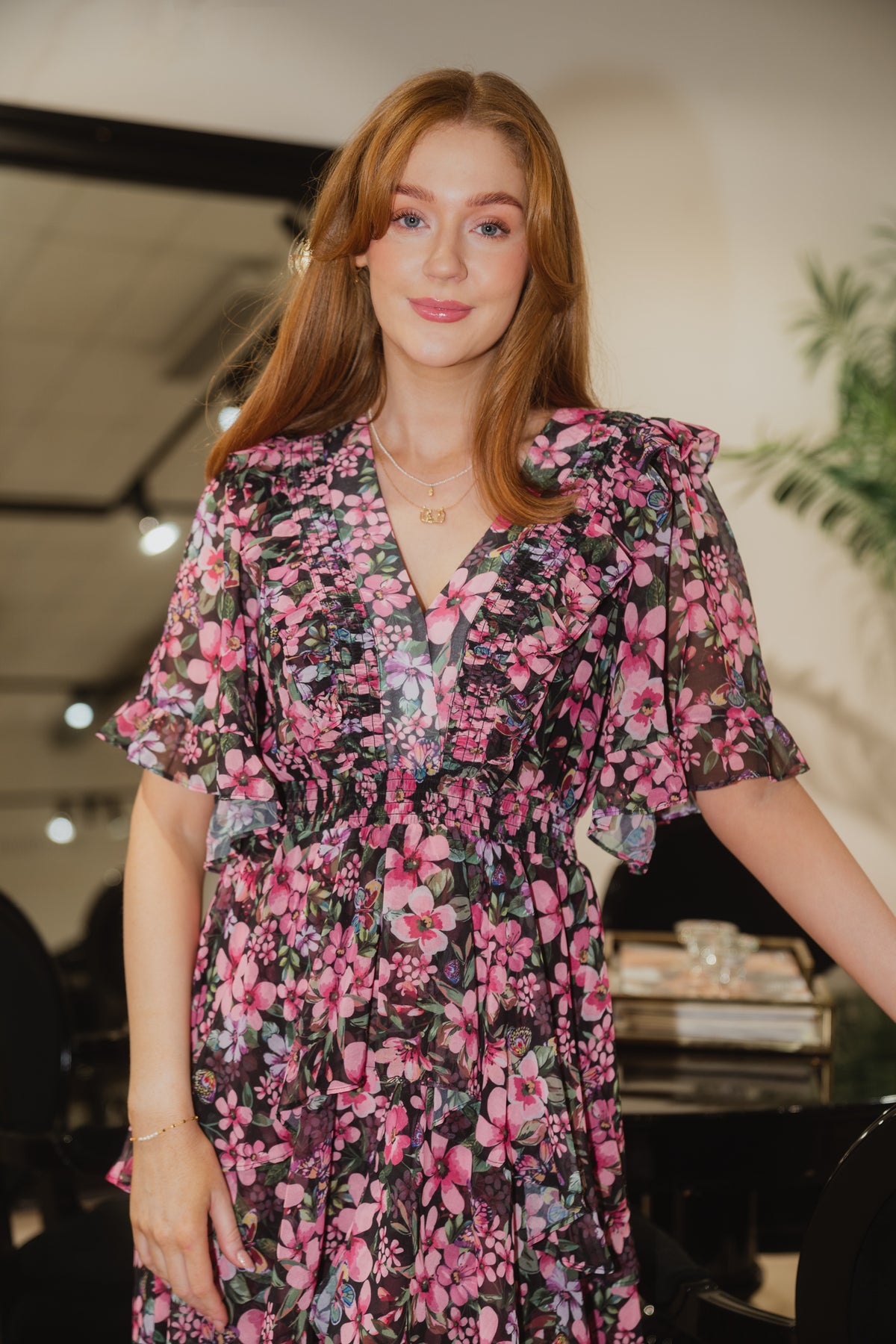 Natasha Tiered Skirt Dress - Black