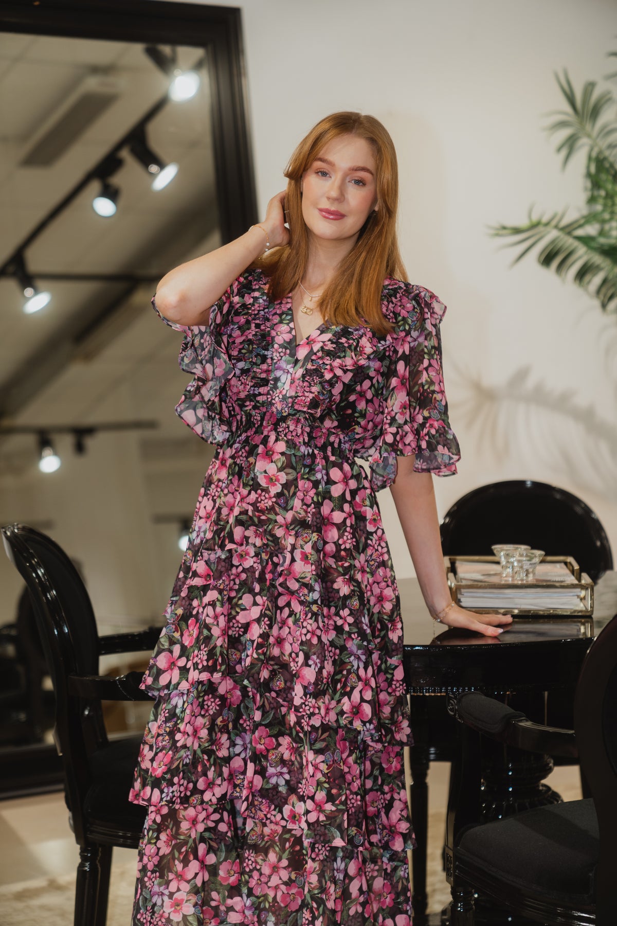 Natasha Tiered Skirt Dress - Black