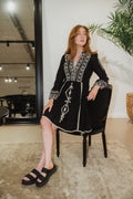 Tasha Embrodery Dress - Black
