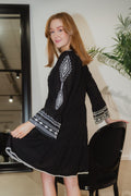 Tasha Embrodery Dress - Black
