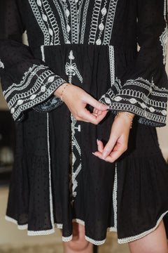 Tasha Embrodery Dress - Black