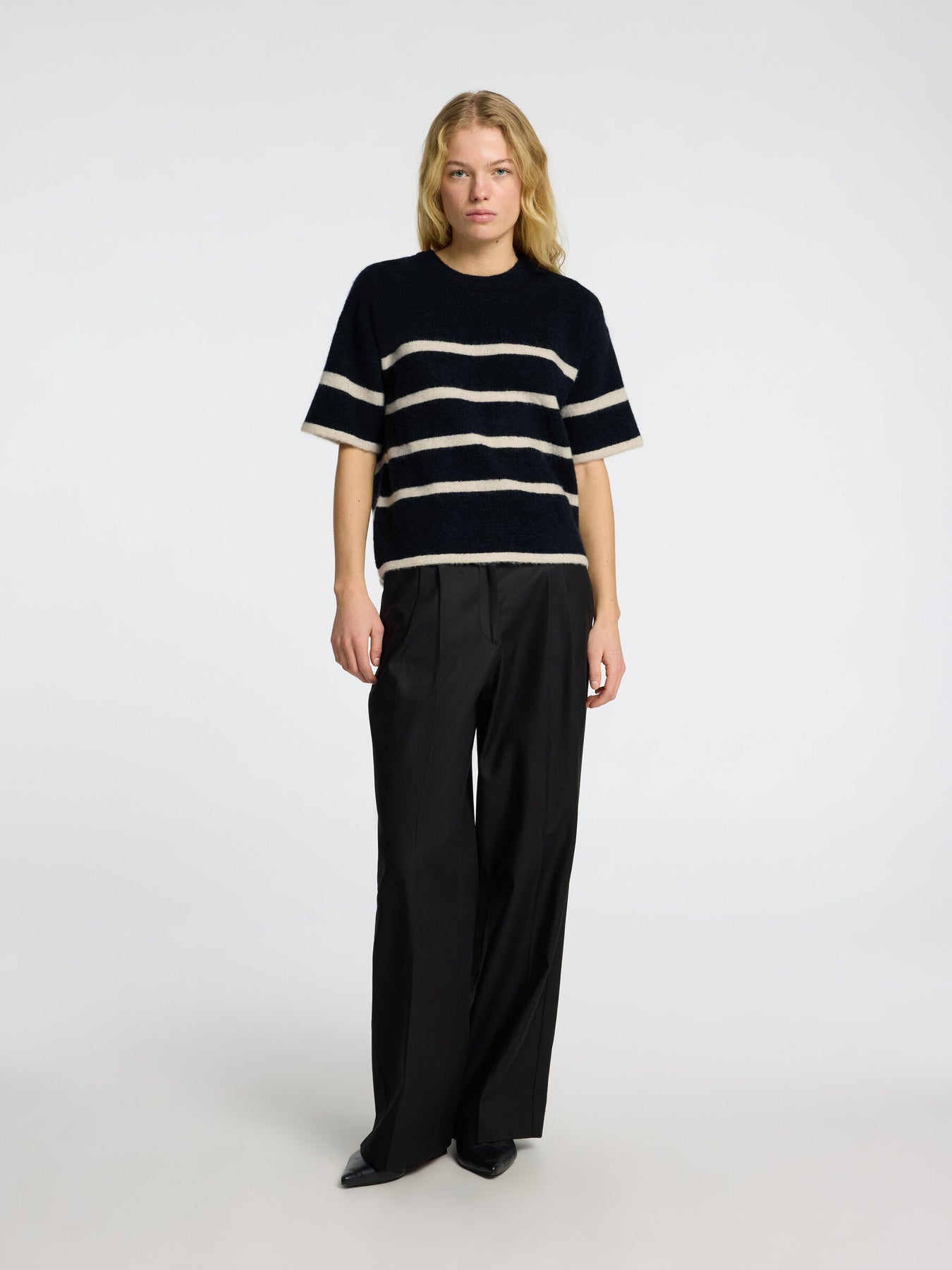 Selected Femme Maline-Liliana 2/4 Knit O-Neck - Dark Sapphire Birch
