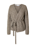 Gabella Ls Knit Belt Cardigan - Stålgrå
