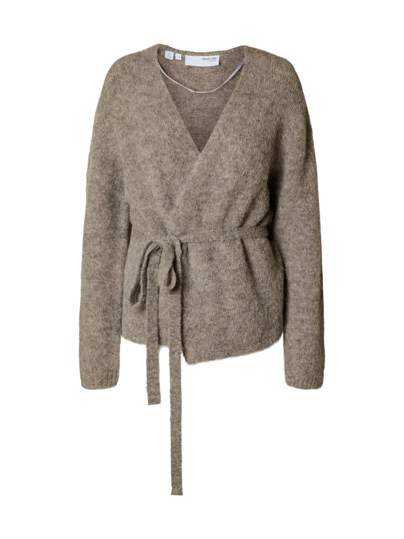 Gabella Ls Knit Belt Cardigan - Stålgrå