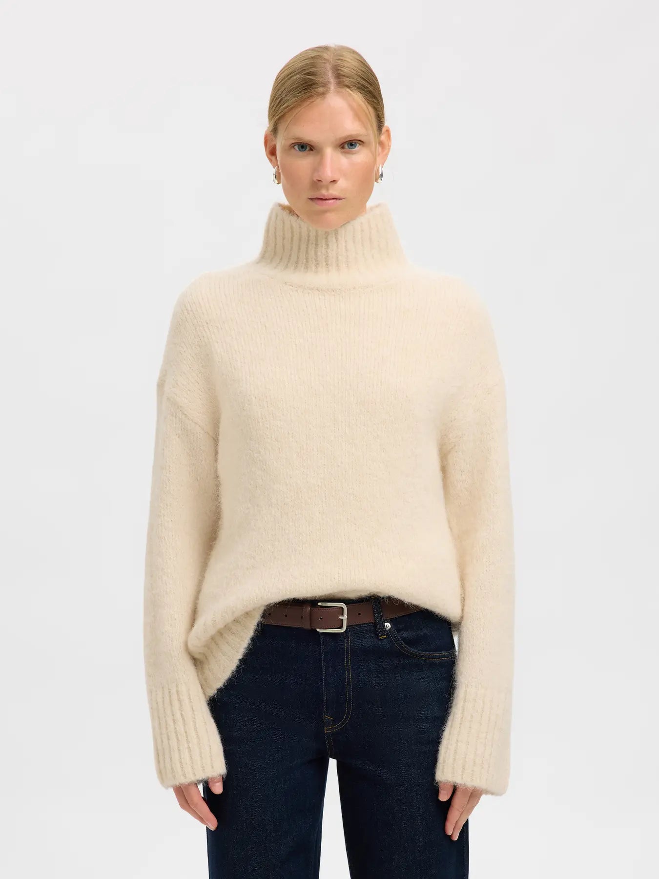 Gabriella Ls Knit High Neck - Birch