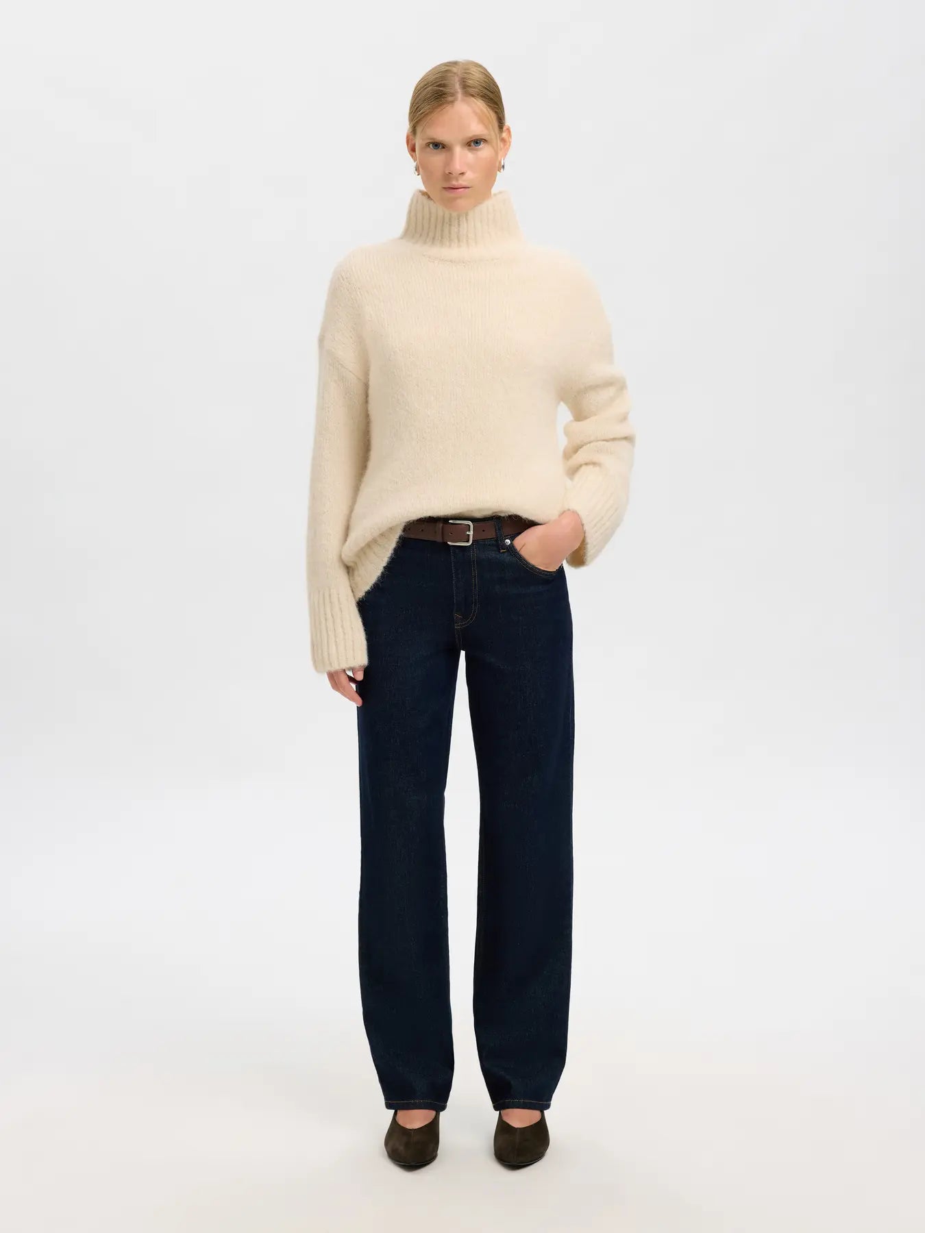 Gabriella Ls Knit High Neck - Birch