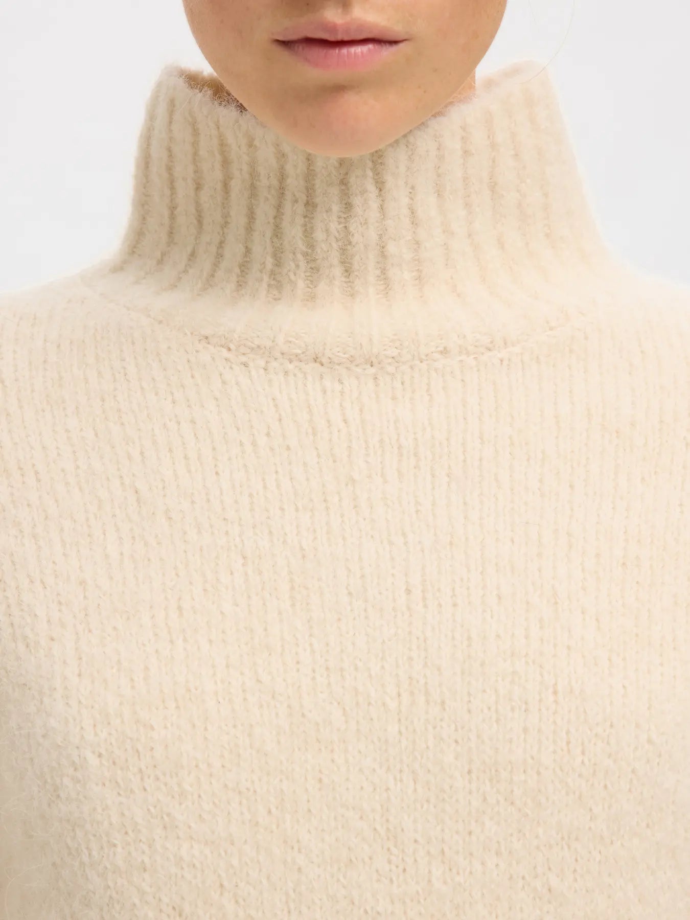 Gabriella Ls Knit High Neck - Birch