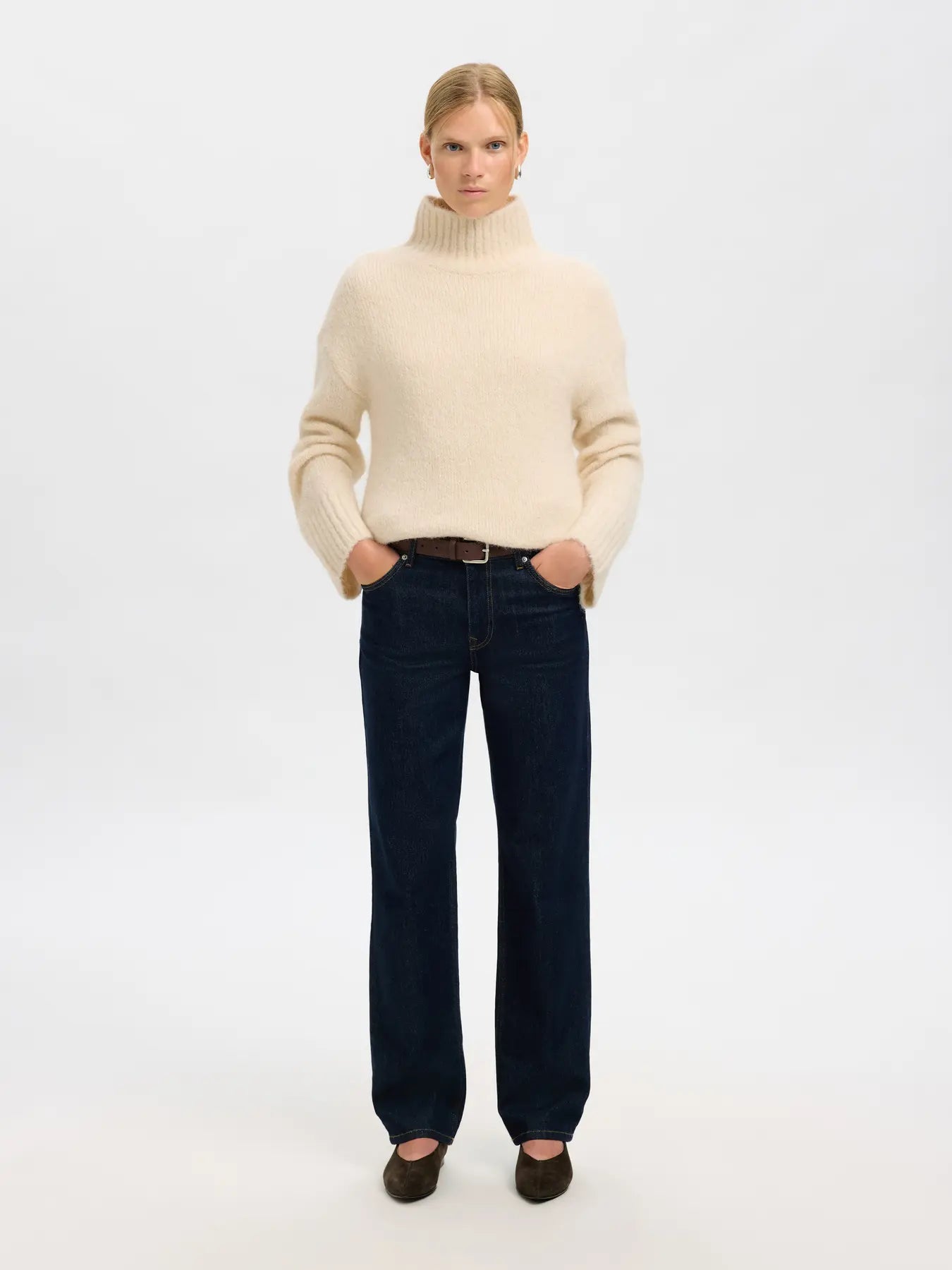 Gabriella Ls Knit High Neck - Birch