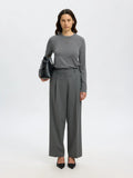 Selected Femme Thea Ls Knit Merino O-Neck - Medium Grey Melange