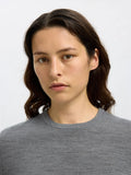 Selected Femme Thea Ls Knit Merino O-Neck - Medium Grey Melange