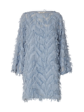 Myline Relaxed LS Boat Neck Dress - Dusty Blue