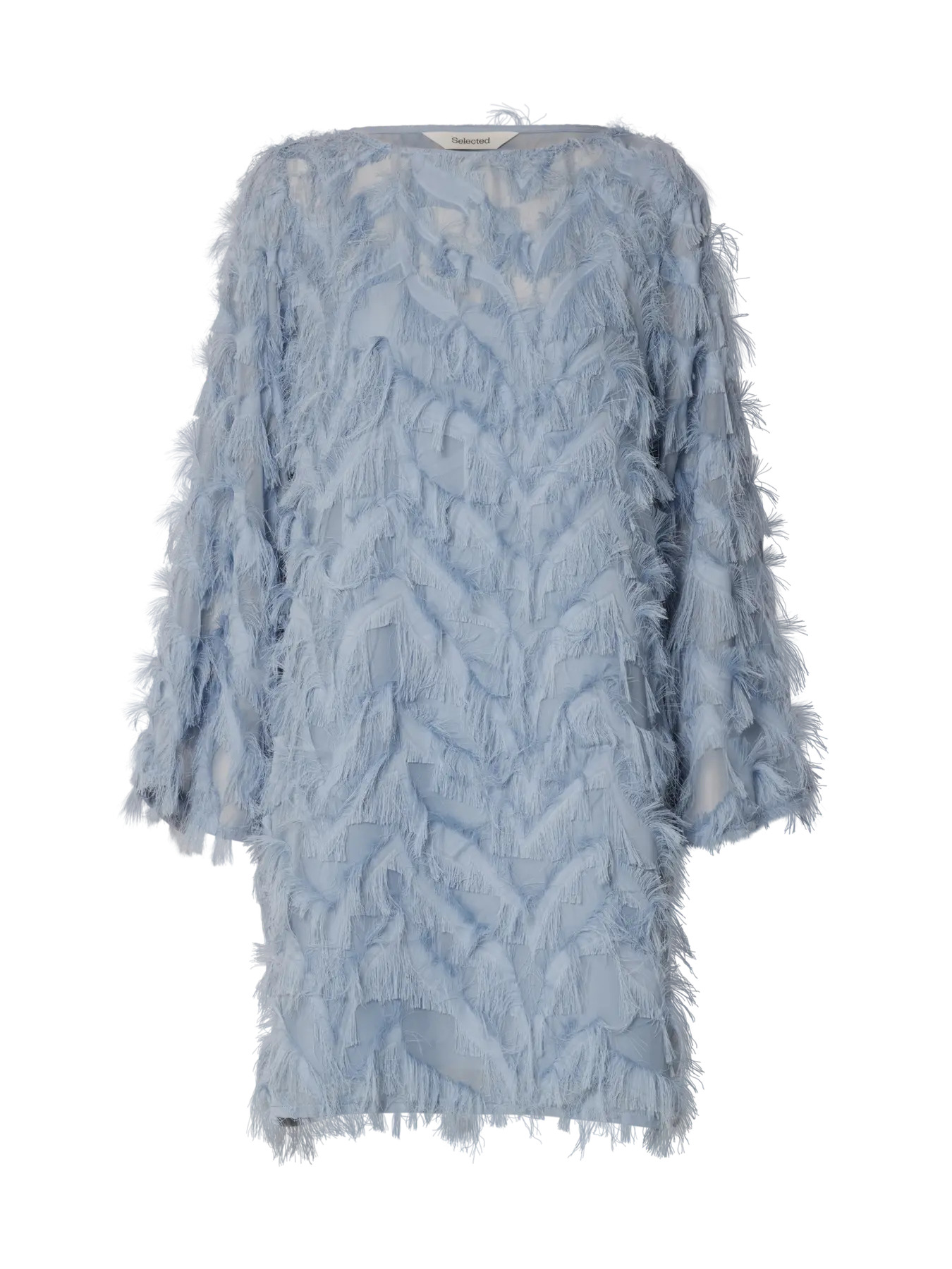 Myline Relaxed LS Boat Neck Dress - Dusty Blue