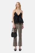 GANNI Print Denim Betzy Cropped - Leopard