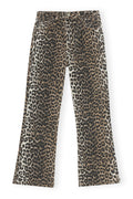 GANNI Print Denim Betzy Cropped - Leopard