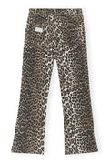 GANNI Print Denim Betzy Cropped - Leopard